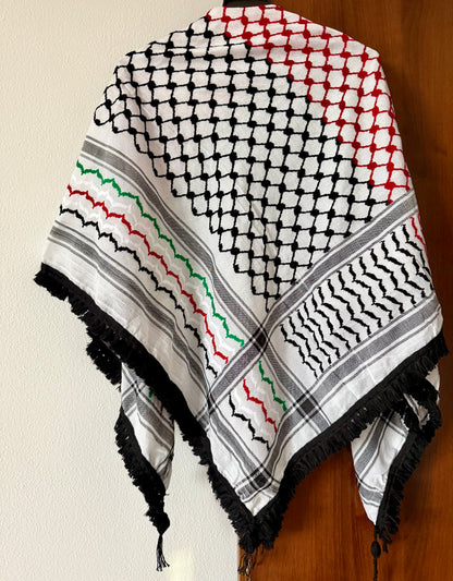 KEFIAH BANDIERA CON FRANGE NERE