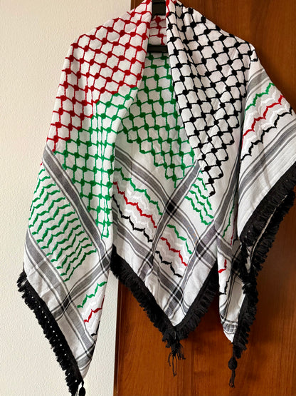 KEFIAH BANDIERA CON FRANGE NERE