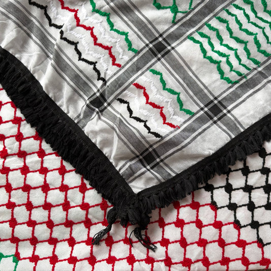 KEFIAH BANDIERA CON FRANGE NERE