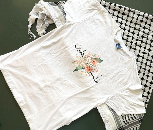 T SHIRT FIORI E KEFIAH